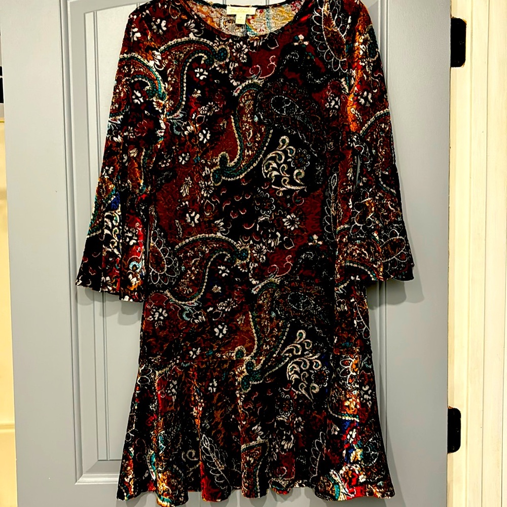 Ladies Prelude Tunic/Dress Velvet 3/4 quarter length sleeve. Multi color